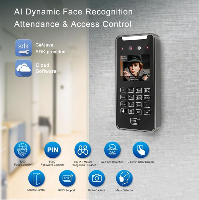 Biometric AI20 Dynamic Facial Recognition System For Access Control